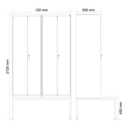 C+P Schwarz-Weiß-Spind Evolo PLUS Bank 4 Abteile