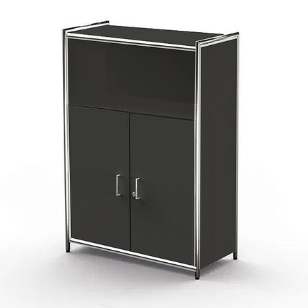 sideboard holztüren flügeltürenschrank büroschrank aktenschrank abschließbar schwarz anthrazit