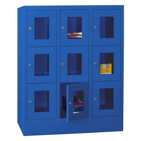 PAVOY Schließfachschrank mit Sichtfenstertüren | 9 Abteile je 30 cm breit | 118