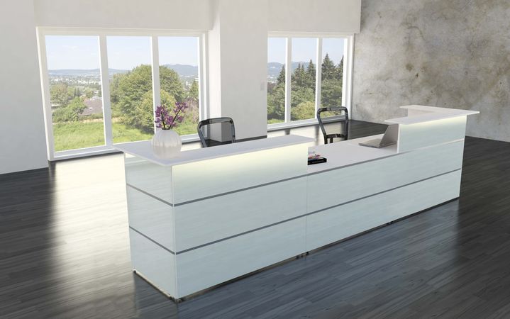 modern ESG Sicherheitsglas beleuchtet Empfangstresen Empfangstheke