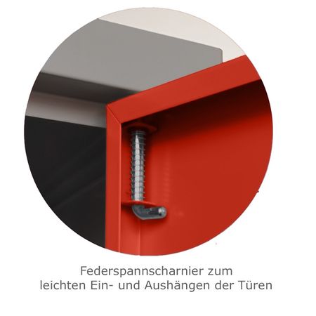 Spind mit 4x2 Abteilen 195x117x50 GRAU/ROT