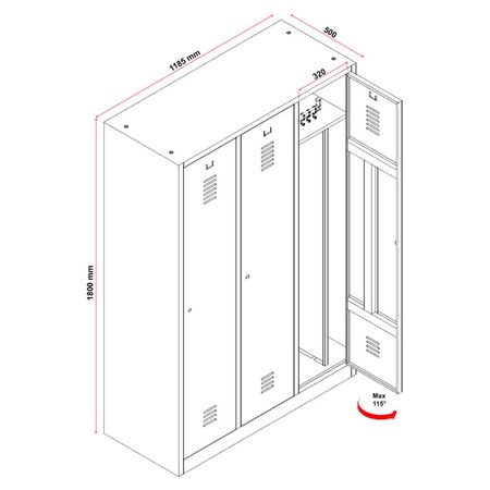 Stahlschrank abschließbar Umkleidebank
