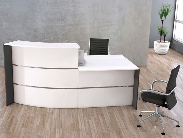 Bogentheke Surround mit Beratungsplatz weiß | 112 x 231 x 122