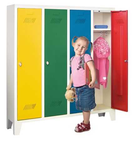 PAVOY Kindergartenspind mit 4 Abteilen 130x103x30 GROßE FARBAUSWAHL