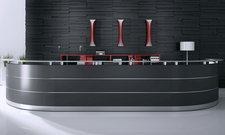Bogentheke Bright Grande schwarz | 96 x 552 x 156 cm (HxBxT)