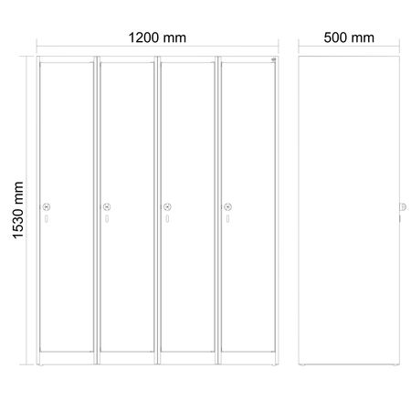 C+P Spind Evolo PLUS 4 Abteile 1530x1200x500mm