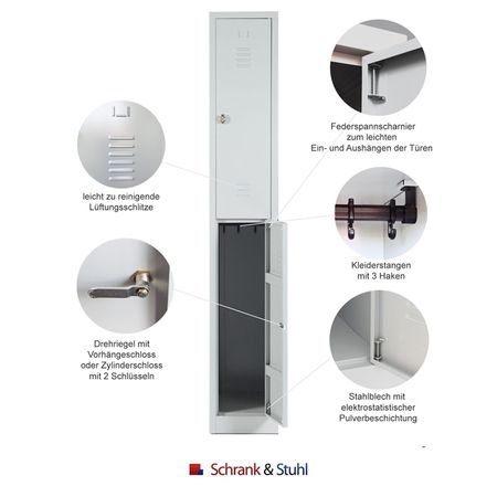 Spind mit 1x2 Abteilen 195x31