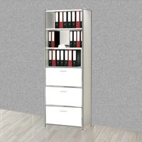 Chromeline Schubladenschrank 6 mit 3 Schubladen | 220 x 80 x 38 cm | Anthrazit, Weiß, Rot