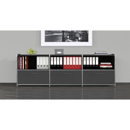 Kombischrank Anbauschrank Büroregal Sideboard Aktenregal Aktenschrank Schubladenschrank Ordnerhöhen anthrazit dunkel 