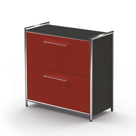 Schubladenschrank Büroschrank Sideboard Aktenschrank anthrazit rot