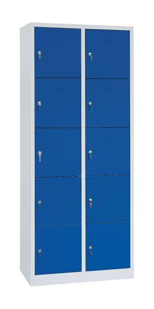 Schließfachschrank 10 Abteile 190 x 80 x 45 GRAU/BLAU