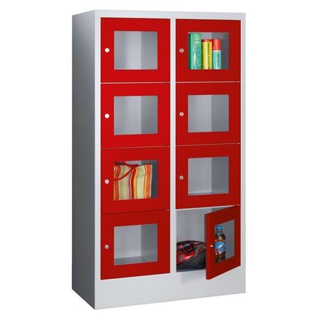 PAVOY Schließfachschrank mit Sichtfenstertüren | 8 Abteile je 40 cm breit | 151