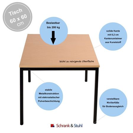 Tisch | Mehrzwecktisch quadratisch | 60 x 60 | verschiedene Farben