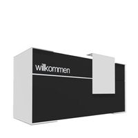 Empfangstheke LEO 5 | 180 - 240 cm breit - wahlweise mit Schriftzug | Schwarz / Weiß