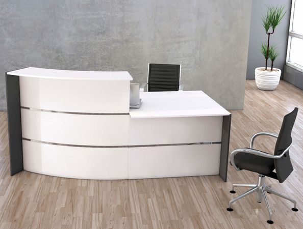Bogentheke Surround mit Beratungsplatz weiß | 112 x 231 x 122