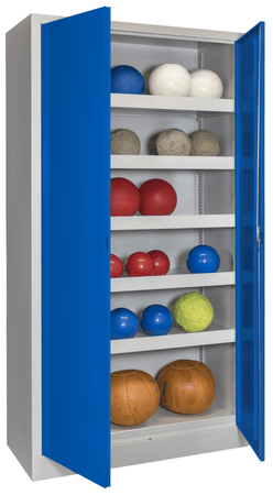 PAVOY Sportgeräteschrank | Ballschrank mit Flügeltüren | 195 x 100 x 50 cm mit Vollblech- oder Lochfeldtüren | große Farbauswahl