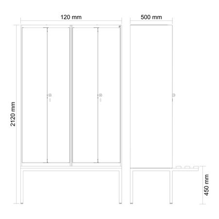 C+P Schwarz-Weiß-Spind Evolo PLUS Bank 4 Abteile