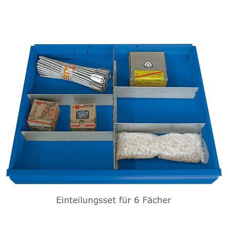 Unterteilungsset 6 Fächer Schubladenwerkzeugschrank Werkstattschubladenschrank Stahlschrank Schübe