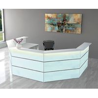 Empfangstheke Satinglas U-Form | 108 x 350 x 243 cm (HxBxT)