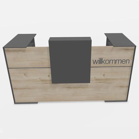 Anmeldung Leo Empfangstheke Holz LED-Beleuchtung Stauraum Rezeption