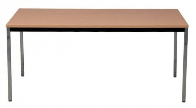 Bürotisch Konferenztisch abwischbar SchreibtischBuche Dekor mit Chromfußgestell vorn 