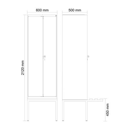 C+P Schwarz-Weiß-Spind Evolo PLUS Bank 2 Abteile