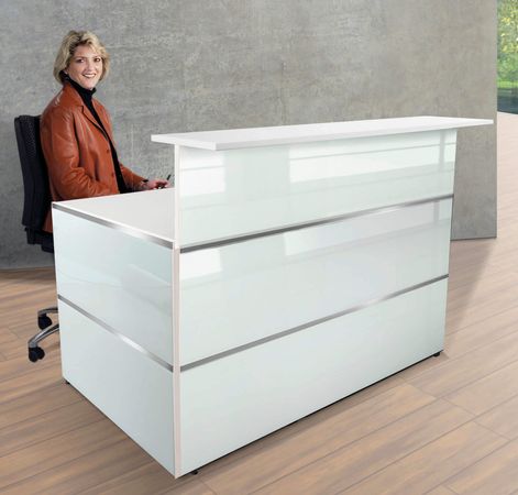 Empfangstresen Satinglas 4 | 108 x 140 x 92 cm (HxBxT)