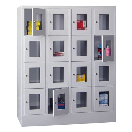 PAVOY Schließfachschrank mit Sichtfenstertüren | 16 Abteile je 30 cm breit | 151