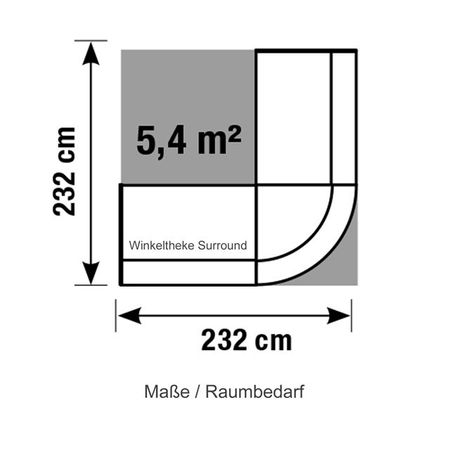 Masse Raumbedarf Winkeltheke Surround