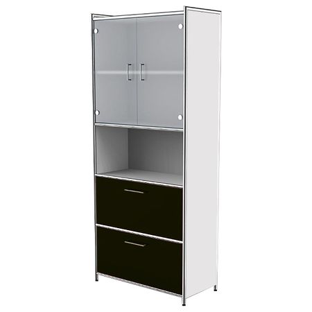 Aktenschrank Bücherregal Homeoffice Aktenregal Schubfach rot anthrazit Sicherheitsglas Glastüren Flügeltüren