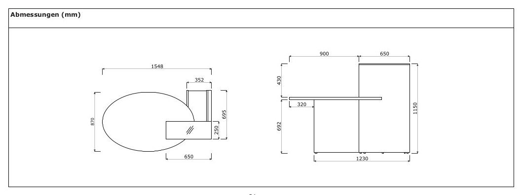 Empfangstheken technische Zeichnung