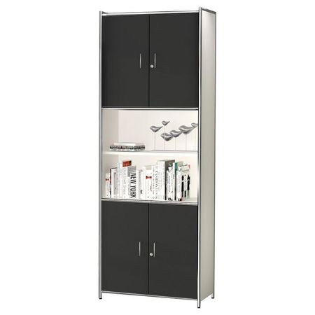 Chromeline Higboard | Aktenschrank mit 6 Ordnerhöhen und Flügeltüren | 220 x 80 x 38 cm (HxBxT) | in Anthrazit oder Weiß