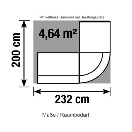 Maße Raumbedarf Winkeltheke Surround