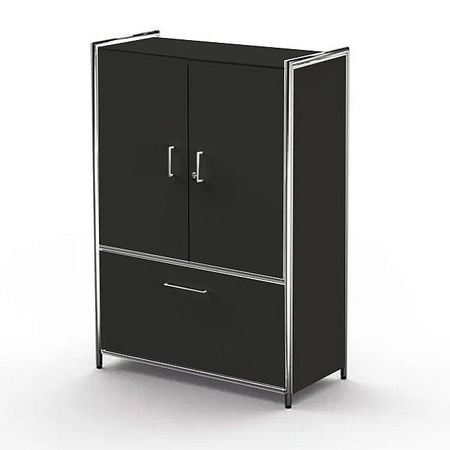 Chromeline Sideboard mit Schublade und Flügeltüren in 3 Ordnerhöhen | 115 x 80 x 38 cm | in Anthrazit