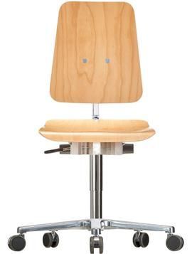 Arbeitsstuhl aus Holz für Industrie und Werkstätten - mit XL-Sitz und XL-Lehne