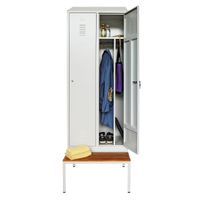 Spind mit 2 Abteilen und Schwarz-Weiß-Trennung 180x80x50 GRAU