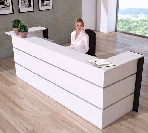 Ecktheke in U-Form weiß | 112 x 300 x 95 cm (HxBxT)