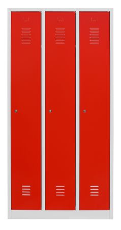 Spind mit 3 Abteilen 180x90x50 GRAU/ROT