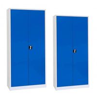 Aktenschrank | Stahlschrank Set | 195 + 180 GRAU/BLAU