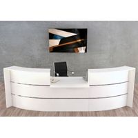 Große Bogentheke Surround mit Beratungsplatz komplett weiß | 112 x 324 x 123 cm (HxBxT)