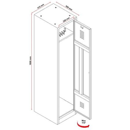 Kleiderstange mit 3 Haken für Spind