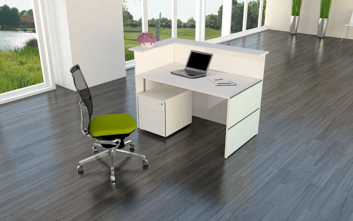 Empfangstheke Empfangsbereich Empfangstresen SEG Sicherheitsglas Bürotresen