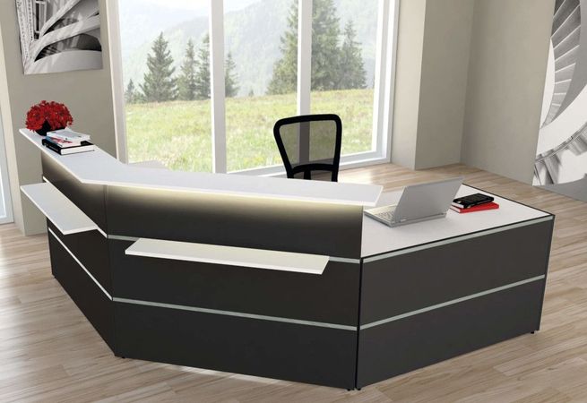 Empfangstheke Mono C-Form mit Beratungsplatz | 108 x 250 x 250 cm (HxBxT)