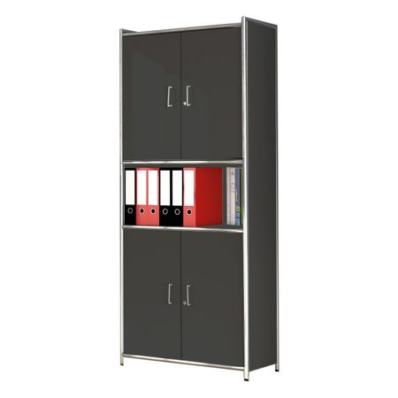 Chromeline Higboard | Aktenschrank mit 5 Ordnerhöhen und Flügeltüren Anthrazit