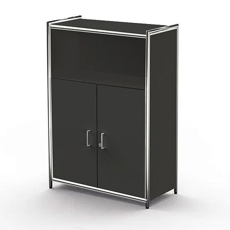 sideboard holztüren flügeltürenschrank büroschrank aktenschrank abschließbar schwarz anthrazit