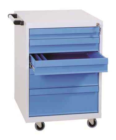 WERKSTATTEINRICHTUNG | Werkstattwagen mit 5 Schubladen GRAU/BLAU