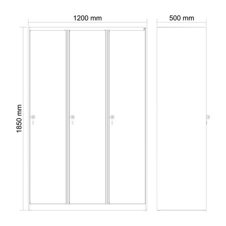 C+P Spind Evolo PLUS 3 Abteile 1850x1200x500mm