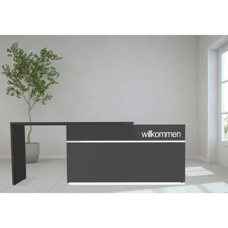 Empfangstresen in Graphit mit Bodenbeleuchtung