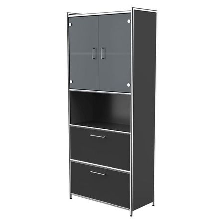 Aktenschrank Highboard Homeoffice Büroschrank Büroregal anthrazit weiß weiss Glastüren