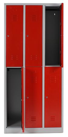 Spind mit 3x2 Abteilen 195x90x50 GRAU/ROT
